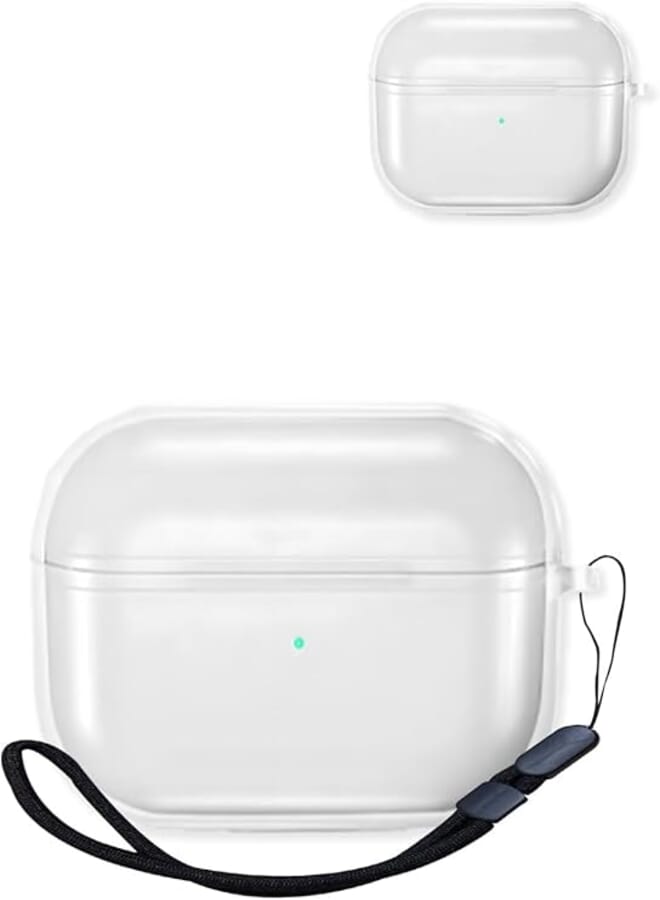 Compatible with AirPods Pro 3 Open-Ear Headphones Case,UYRUREL Clear Soft TPU Full Body Shockproof Protective Cover with Lanyard,Clear